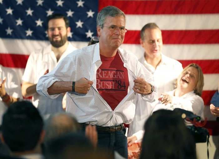 Jeb Bush's most awkward moments: warm kisses, chest bumps, and 'Supergirl'