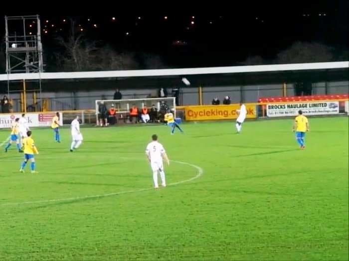 Crazy gust of wind changes direction of soccer ball mid-air and scores an improbable goal from midfield