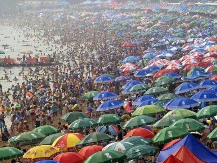 These striking images show just how overcrowded China's population really is