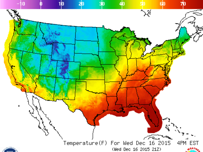 Why the East Coast is warmer than the West Coast in the middle of December