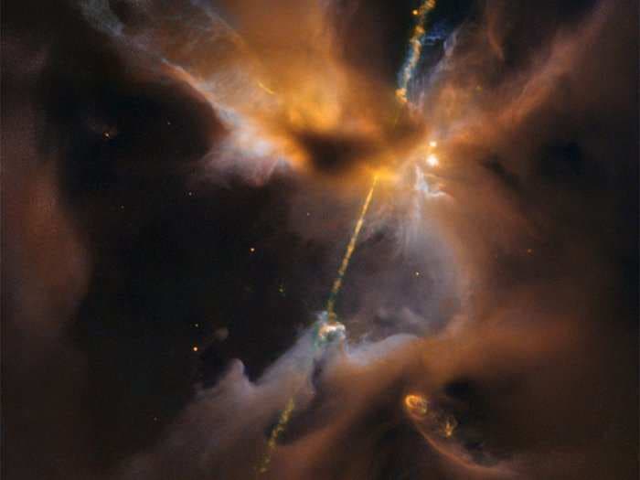 That's no cosmic lightsaber - it's a Hubble photo of something way cooler than that