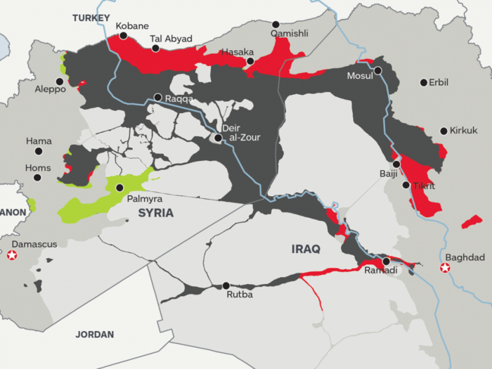 This map shows how much territory ISIS has lost this year