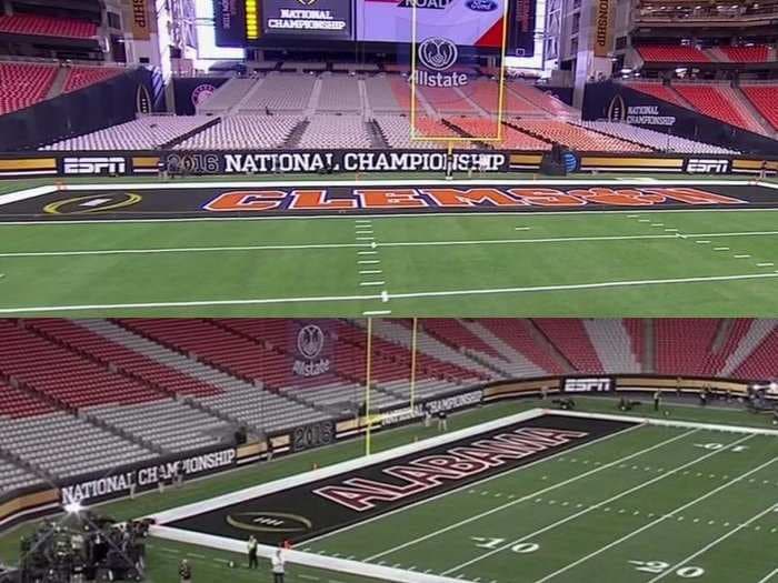 The NCAA explains why the end zones for the College Football Playoff are painted black