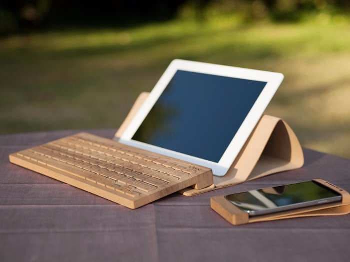 This beautiful wireless keyboard is crafted out of a single piece of wood