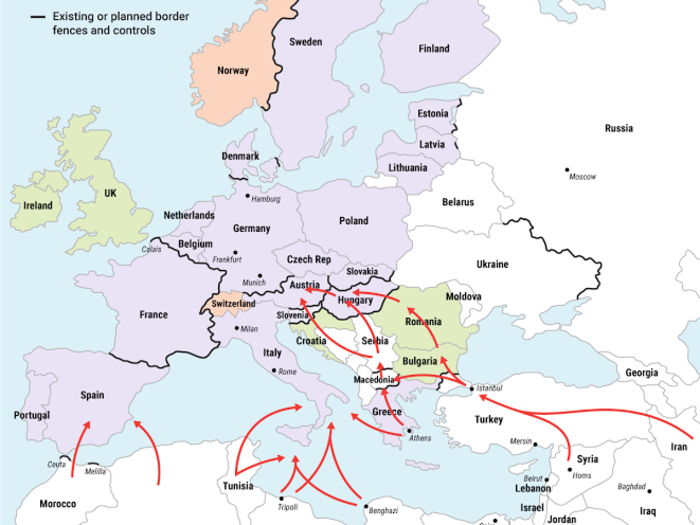 This map shows how much the refugee crisis is dividing Europe