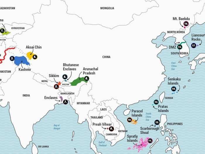 This epic map shows the border disputes that could tear Asia apart