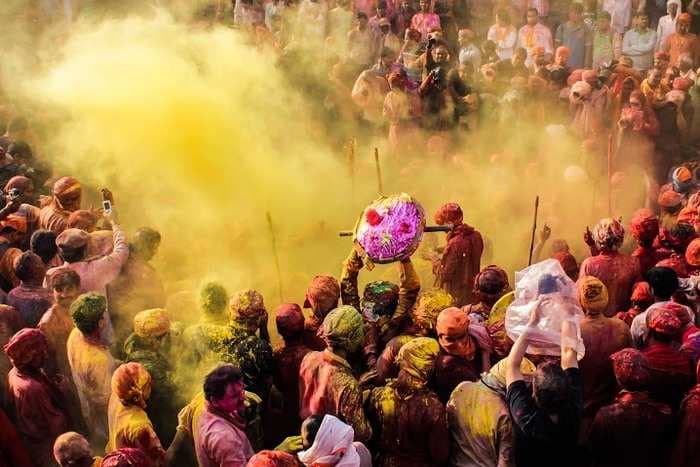 I celebrated Holi at Radha and Krishna's villages and it was breathtaking