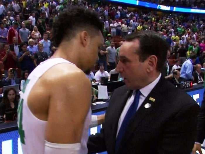 Mike Krzyzewski apologizes for lecturing Oregon player after loss in NCAA Tournament