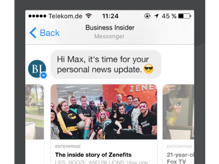 Business Insider is launching a Facebook Messenger bot