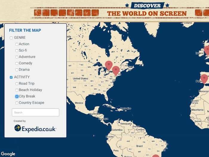 This interactive map helps you plan a trip to see where your favourite films and TV shows were filmed - including 'Star Wars' and 'Game of Thrones'