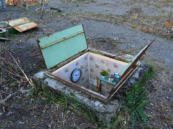 An artist constructed these tiny rooms inside manholes in Italy