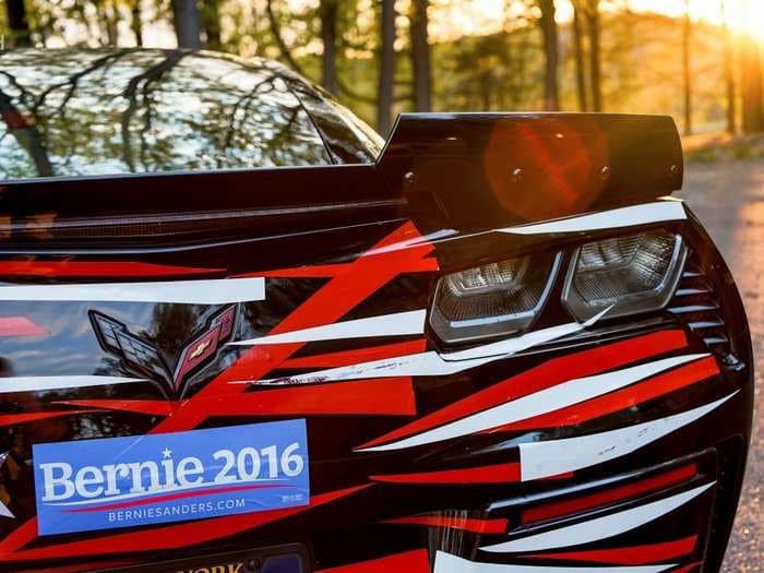 A Bernie Sanders supporter transformed his Corvette into the ultimate piece of political art