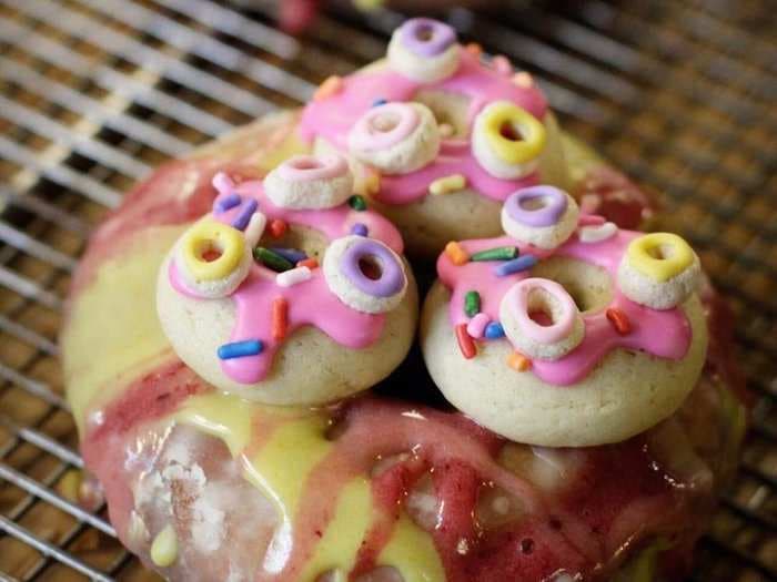 An NYC shop created a doughnut that's decorated with tiny doughnuts and called it 'doughnut-ception'