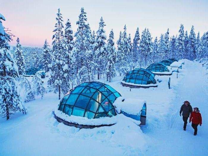 See the Northern Lights from a glass igloo in the middle of the Finnish wilderness