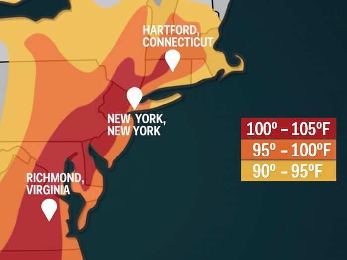 The first major heat wave of the summer is about to slam the east coast with temperatures above 100 degrees