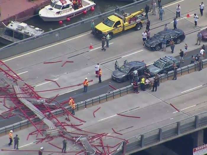 At least three people are injured after a crane collapsed on New York's Tappan Zee bridge