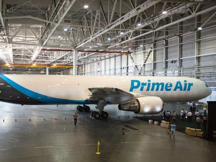 BEHOLD Amazon One - the first cargo airplane with that famous Amazon smile