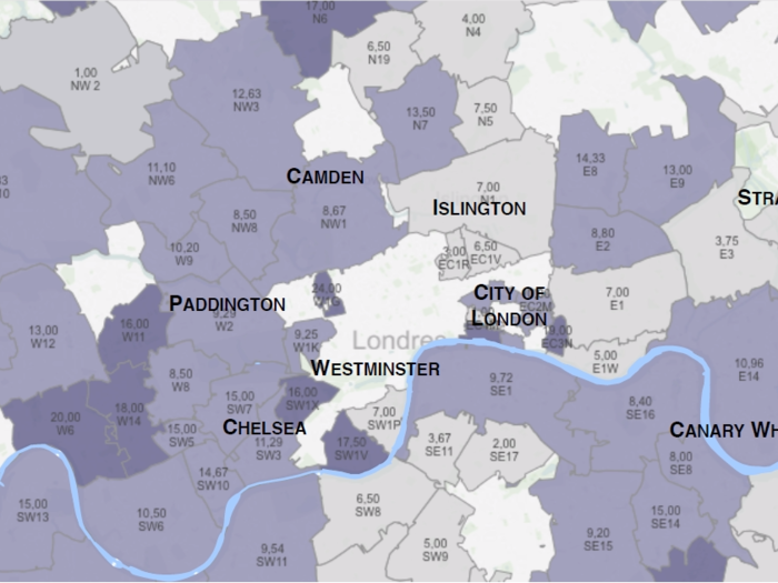 These maps show where most bankers live in London