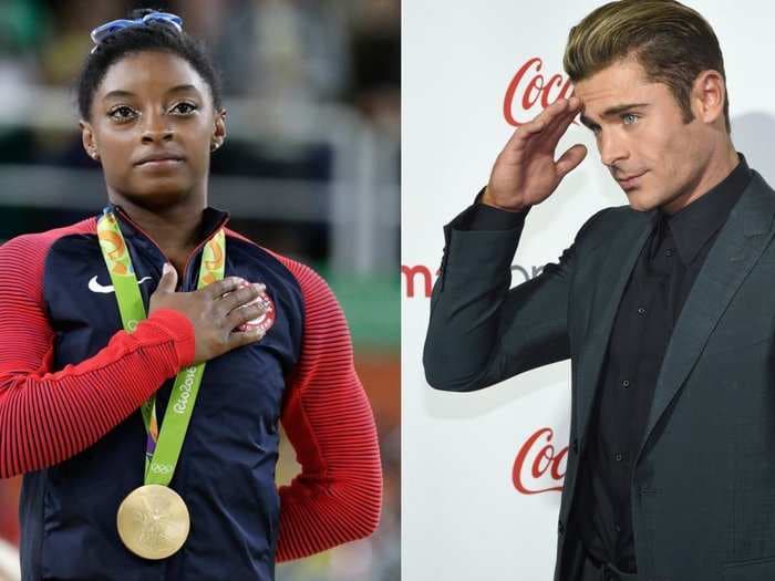 Zac Efron just called Olympian Simone Biles a 'hero'