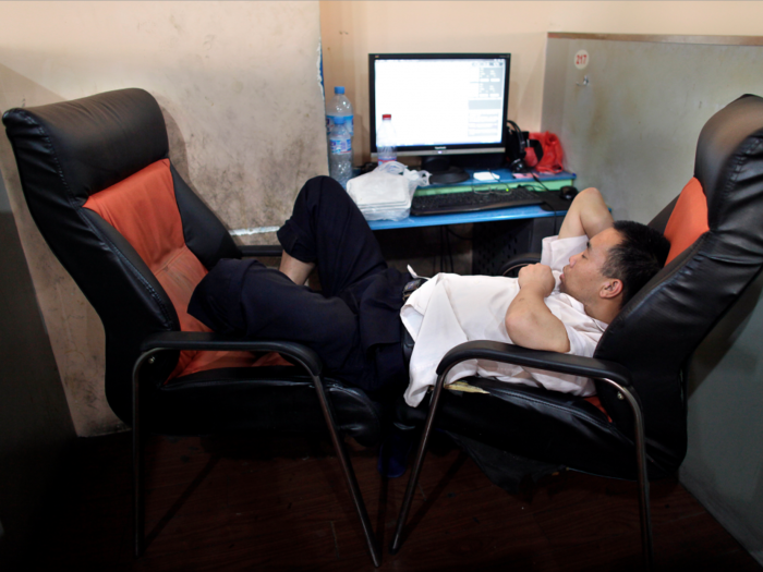 When night falls, some of New York City's internet cafes double as shelters for the displaced