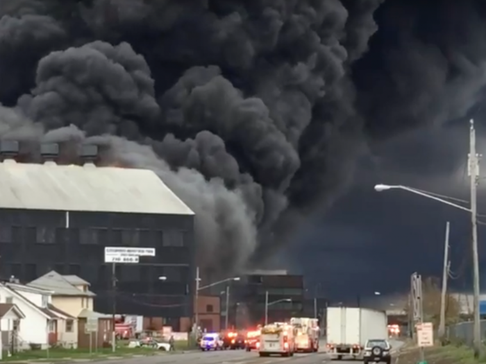 A major fire is engulfing the site of what was once one of America's largest steel producers