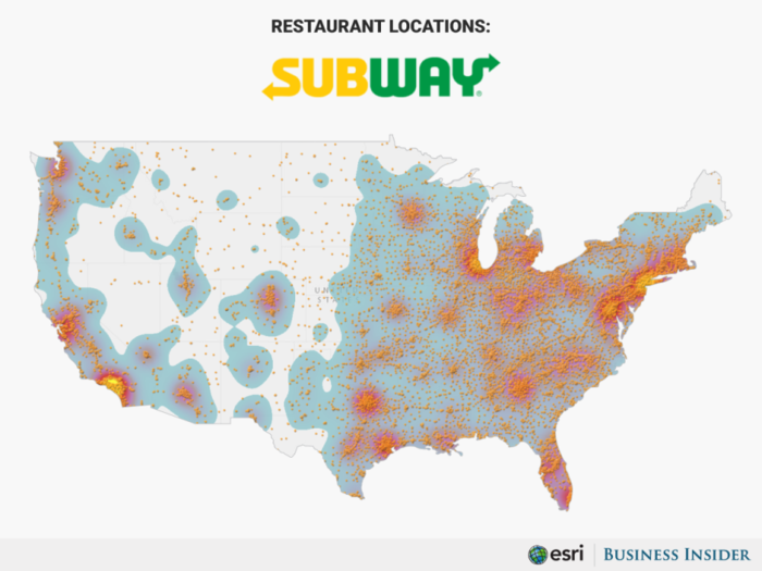 These maps show how 15 fast food chains dominate in America