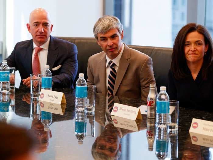 This picture perfectly captures the first meeting between Trump and all the tech CEOs who opposed him