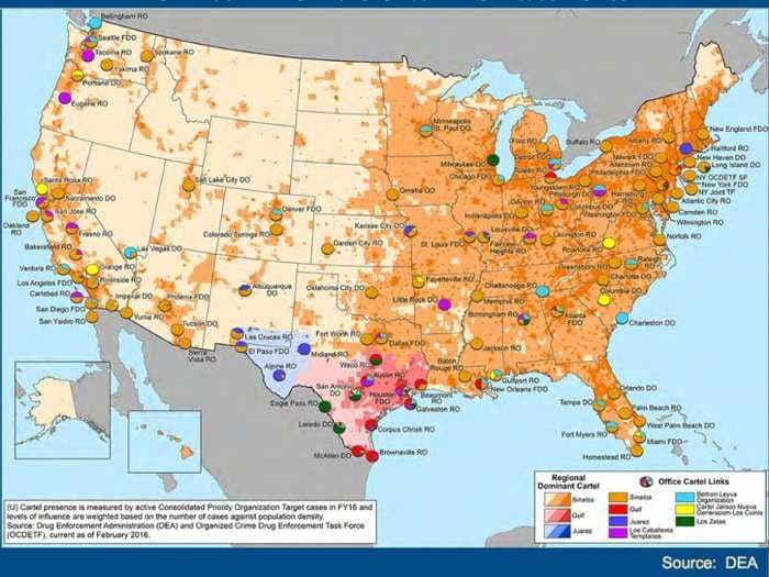 These maps show how Mexican cartels dominate the US drug market