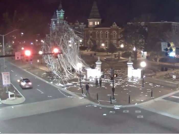 Auburn students celebrated Alabama's loss in the college football championship by rolling Toomer's Corner