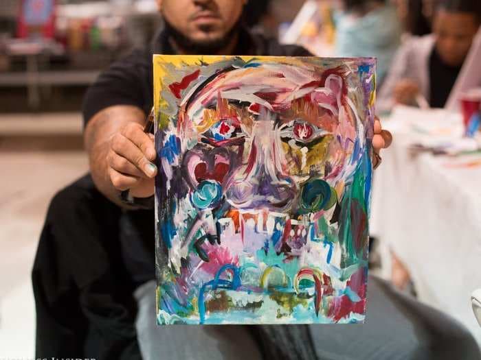 In 'Puff Pass Paint' class, people make art while getting high on marijuana - take a look inside