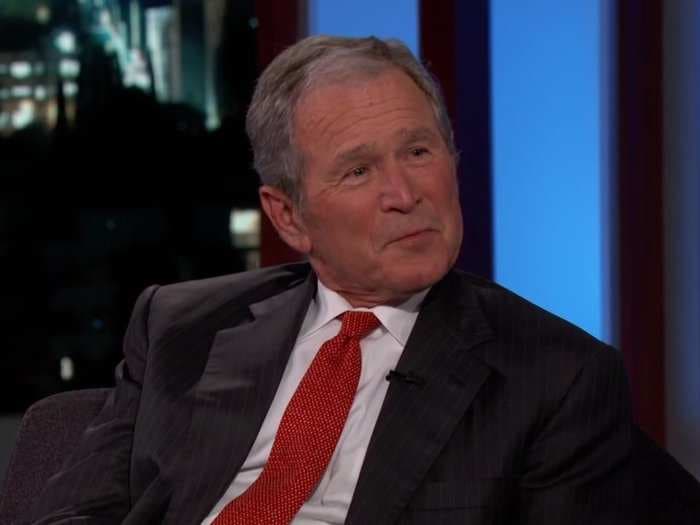 George W. Bush laughs at his own misuse of words on 'Jimmy Kimmel Live!'