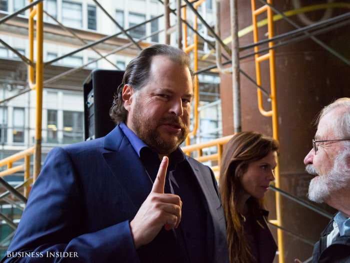 Salesforce CEO Marc Benioff sure is happy about his big new tower