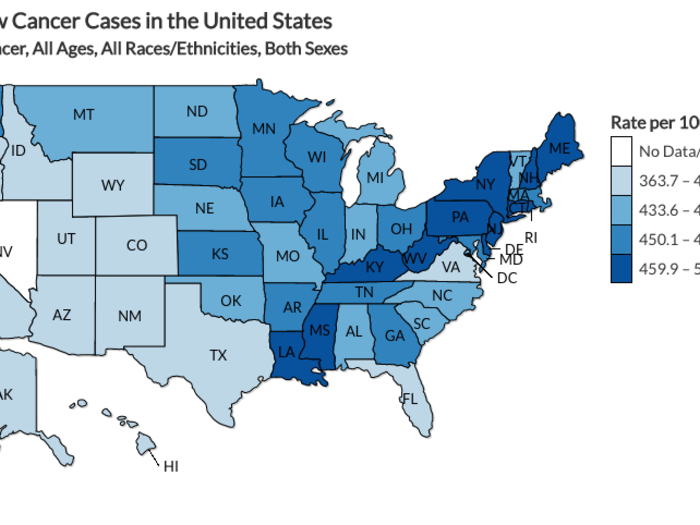 The CDC mapped out where people with cancer live in the US - here's what it found