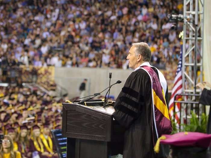 'I stand before you as living proof of the American Dream': Starbucks' Howard Schultz tells ASU grads about rough childhood and how his family struggled to pay $96 rent