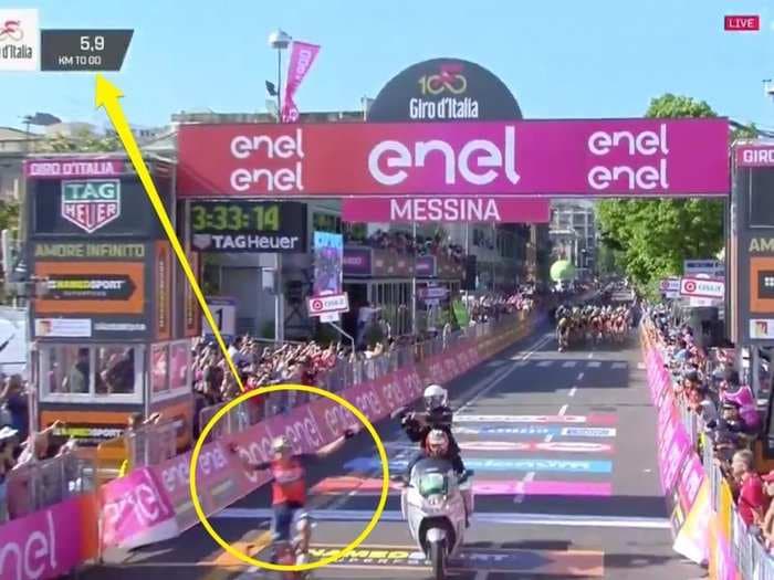 D'oh! Slovenian rider lost count in the middle of a race and thought he won stage 5 of the Giro d'Italia