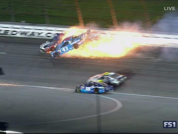 Scary wreck in NASCAR ends with a driver taken off on a stretcher