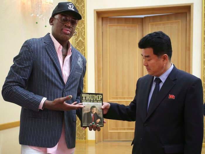 Dennis Rodman gave Kim Jong Un an odd assortment of gifts including Trump's 'Art of The Deal,' Where's Waldo, and fancy soaps