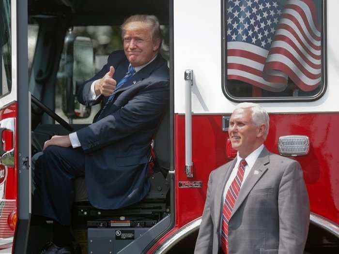 Trump donned a cowboy hat and climbed into a fire truck for 'Made in America' week at the White House