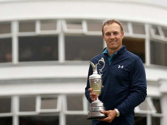Jordan Spieth celebrated his Open Championship win at a Texas airport with friends and family