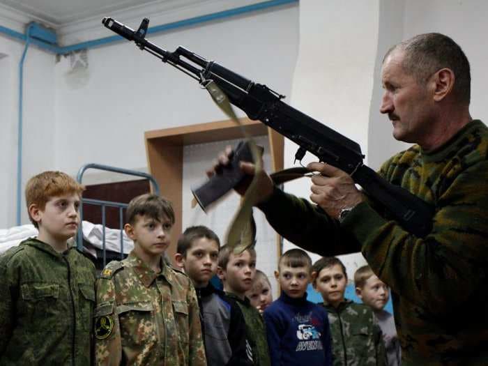 Take a look inside a Russian school where middle-schoolers learn to shoot assault rifles along with normal classes