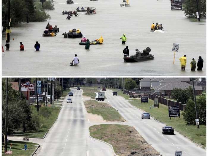 Incredible before-and-after photos show Houston's devastation and recovery from Harvey's catastrophic floods