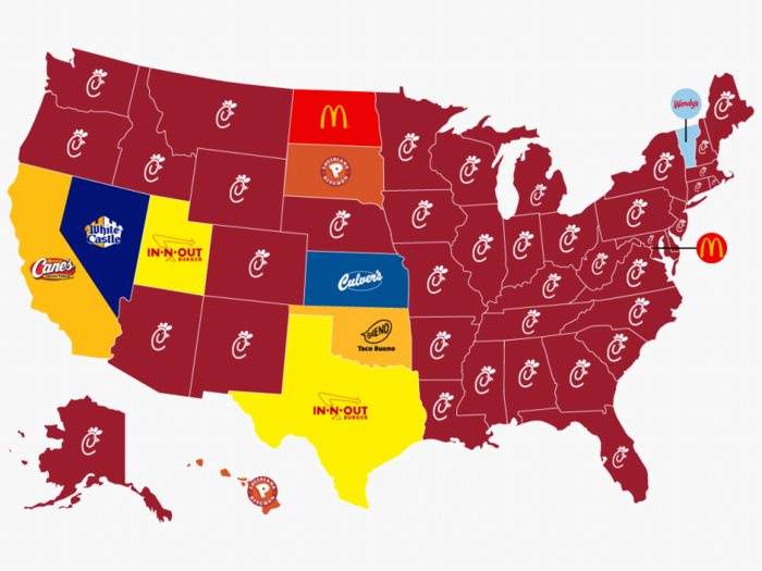 Foursquare data reveals the most popular fast food chain in every state - and America has a clear winner