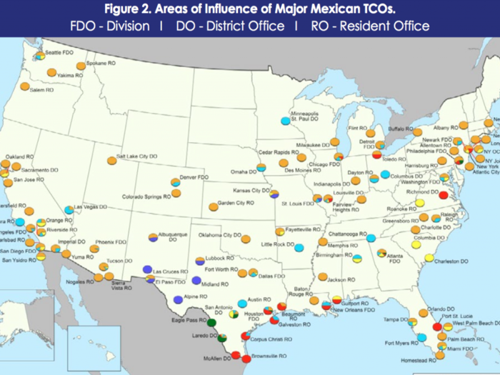 Here's where Mexican drug cartels operate in the US, according to the DEA