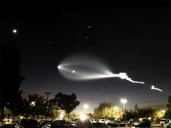 SpaceX's Falcon 9 rocket launch created an eerie light show in the sky above Southern California