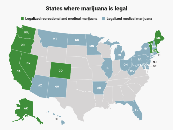 This map shows every state that has legalized marijuana