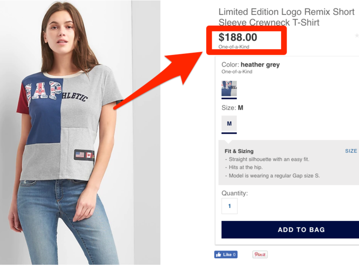 Gap is selling 'one-of-a-kind' sweatshirts for $200 - and it's a desperate mistake
