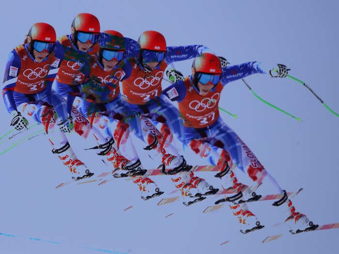 11 incredible multiple-exposure photos show what Winter Olympic athletes look like in motion