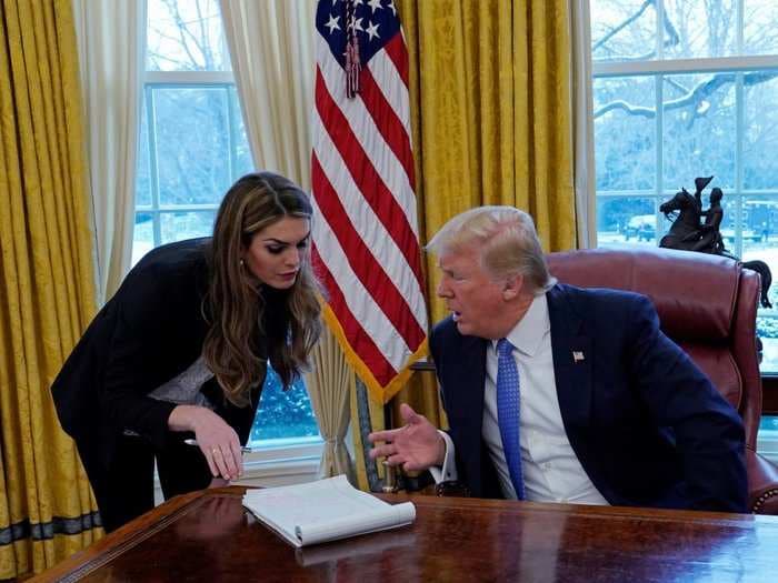 Hope Hicks wrote the note Trump held reminding him to tell shooting survivors 'I hear you' - and the handwriting is a clear match to her Valentine's Day cards