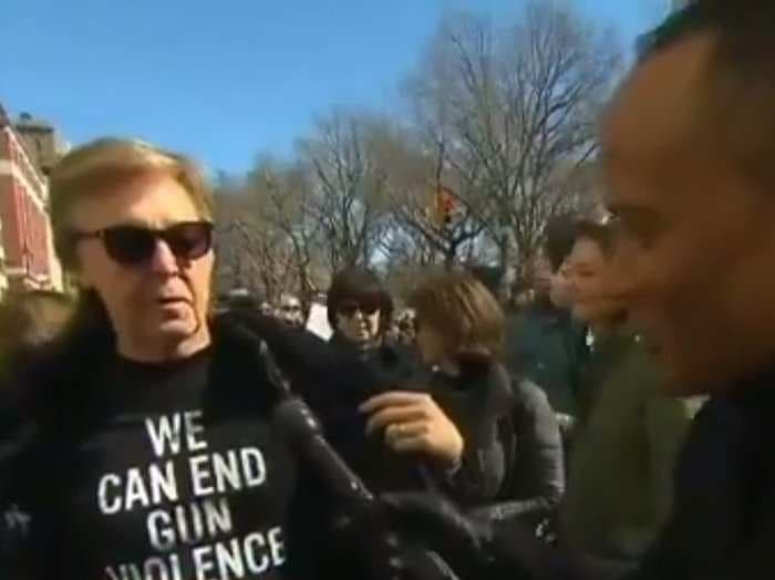 Paul McCartney participates in the 'March for Our Lives' in New York City in honor of John Lennon