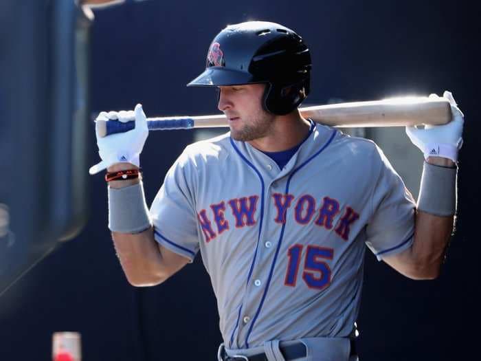 Tim Tebow hit a home run on the very first pitch he saw in his minor-league season